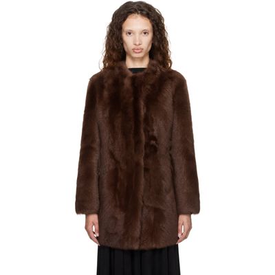 TOTEME TOTEME Brown Short Silky Shearling Coat