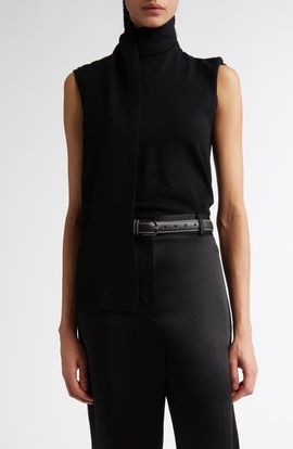 TOTEME TOTEME Draped Scarf Sleeveless Merino Wool Blend Rib Sweater