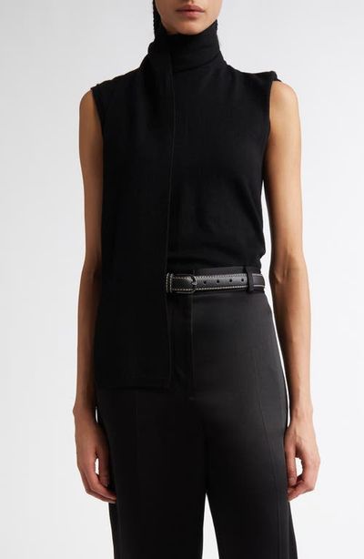 TOTEME TOTEME Draped Scarf Sleeveless Merino Wool Blend Rib Sweater