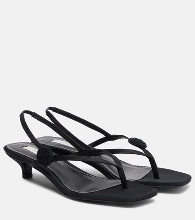 Toteme Toteme Floral-appliquÃ© suede slingback sandals