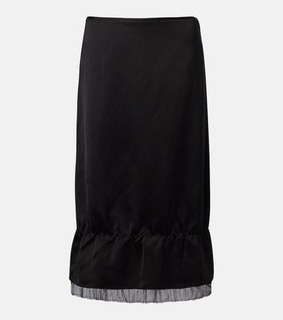 Toteme Toteme Gauze-trimmed satin midi skirt