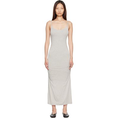 TOTEME TOTEME Gray Draped Slip Midi Dress