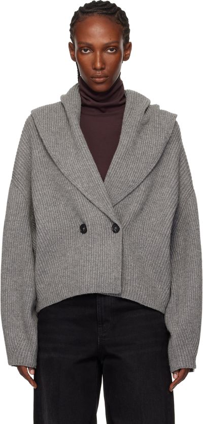 TOTEME TOTEME Gray Shawl-Lapel Cardigan