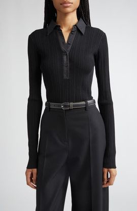 TOTEME TOTEME Half Placket Long Sleeve Knit Polo