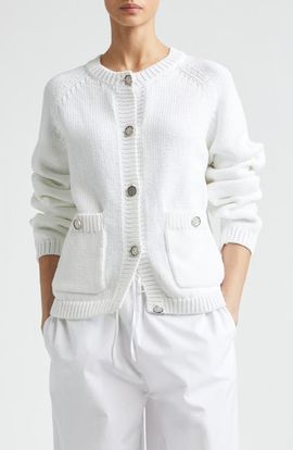 TOTEME TOTEME Hammered Button Organic Cotton Cardigan