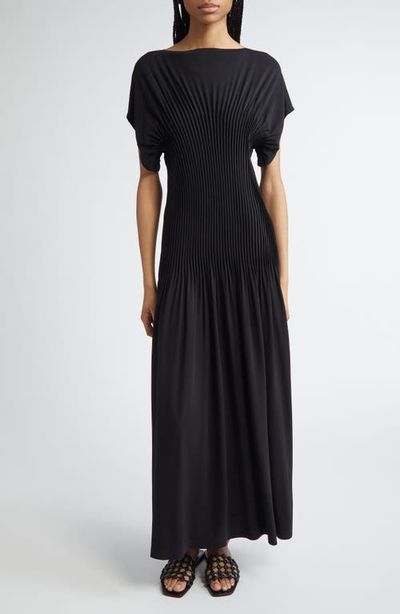 TOTEME TOTEME Knife Pleated Cap Sleeve Jersey Maxi Dress