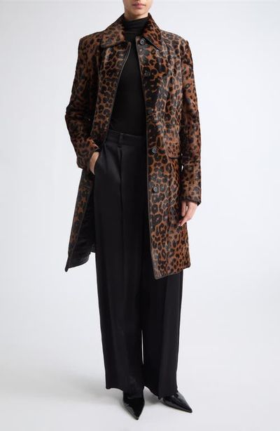 TOTEME TOTEME Leopard Print Genuine Calf Hair Coat 
