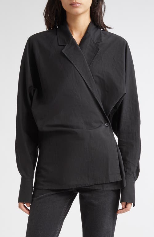 TOTEME TOTEME Long Sleeve Organic Cotton & Linen Wrap Top