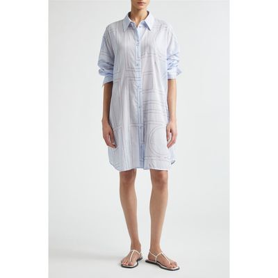 TOTEME TOTEME Long Summer Long Sleeve Logo Embroidered Shirtdress