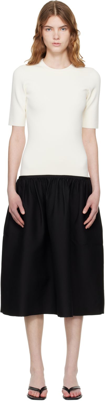 TOTEME TOTEME Off-White & Black Twinflower Tee Midi Dress