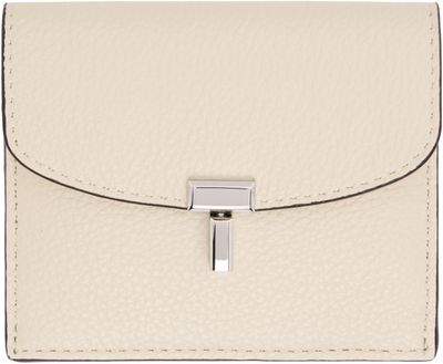TOTEME TOTEME Off-White T-Lock Grained-Leather Card Holder