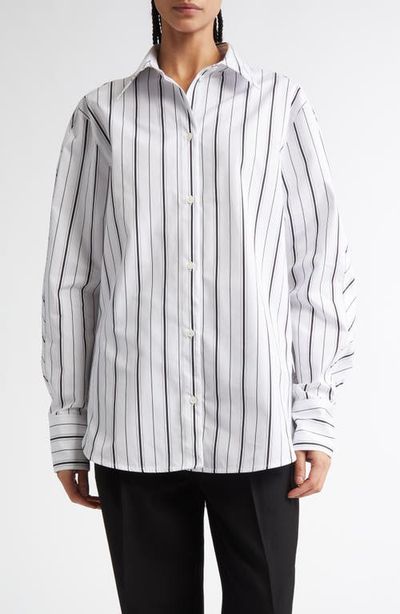 TOTEME TOTEME Oversize Stripe Organic Cotton Poplin Button-Up Shirt