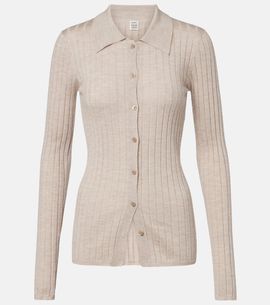 Toteme Toteme Ribbed-knit cashmere and silk cardigan