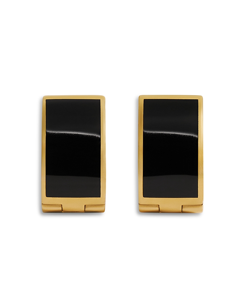 Toteme Toteme Signature Jet Inlay Hoop Earrings in 18K Gold Plated