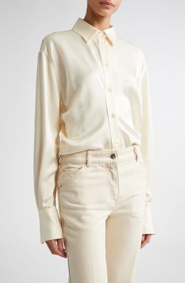 TOTEME TOTEME Slouch Waist Satin Button-Up Shirt