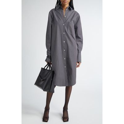 TOTEME TOTEME Stripe Oversize Long Sleeve Organic Cotton Poplin Shirtdress