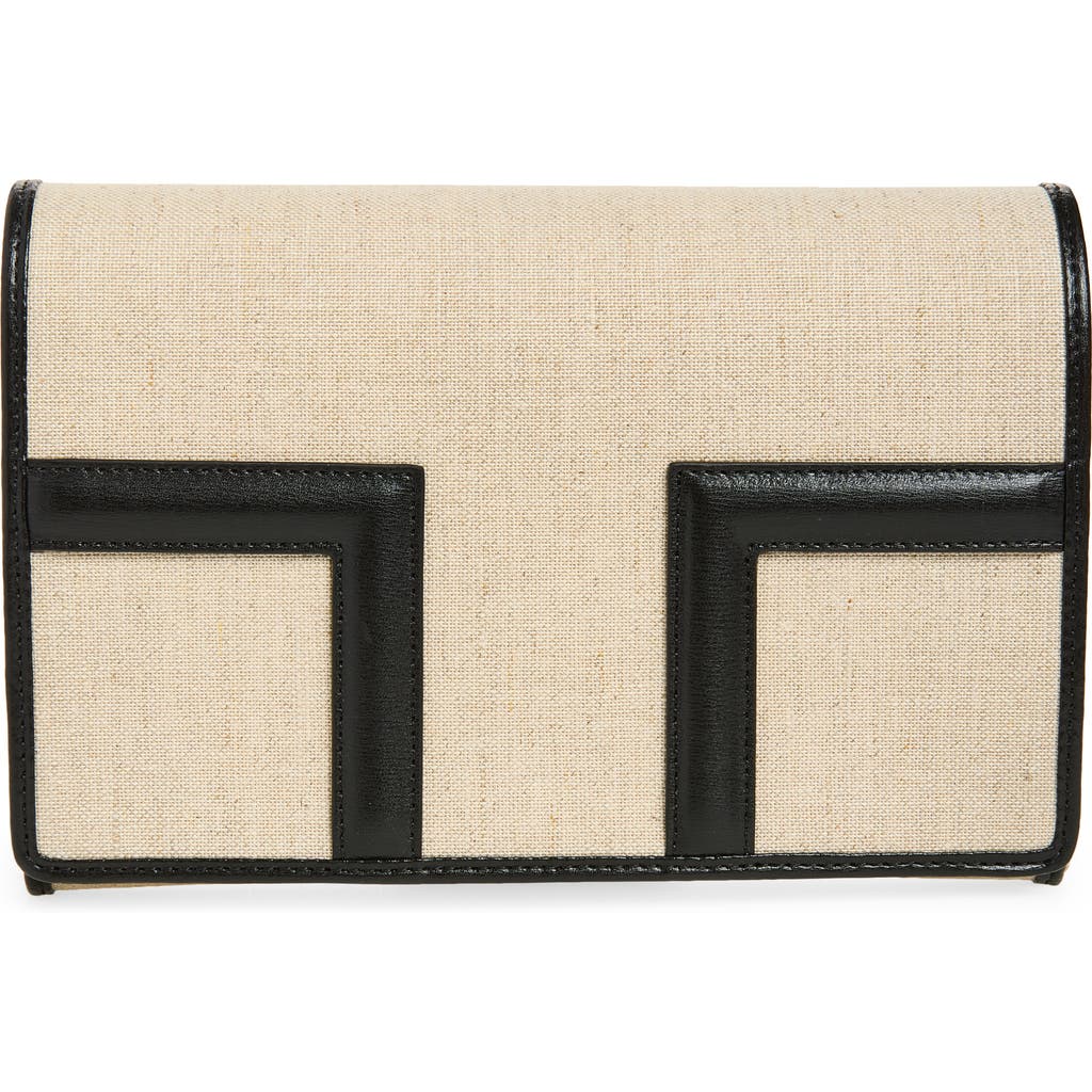 TOTEME TOTEME T-Flap Canvas & Leather Envelope Clutch