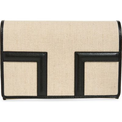TOTEME TOTEME T-Flap Canvas & Leather Envelope Clutch