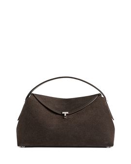 Toteme Toteme T-Lock Grained Leather Convertible Top Handle Bag in Brown Suede