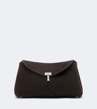 Toteme Toteme T-Lock Nano suede clutch