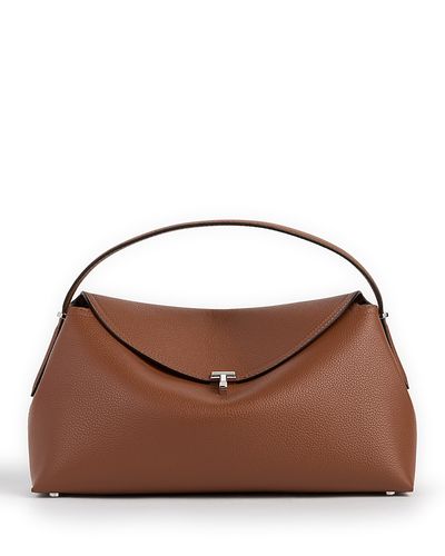 Toteme Toteme T-Lock Smooth Leather Convertible Top Handle Bag in Brown