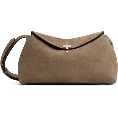 TOTEME TOTEME Tan T-Lock Suede Clutch