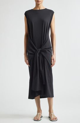 TOTEME TOTEME Tie Waist Organic Cotton Jersey Midi Dress