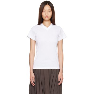 TOTEME TOTEME White Wide-Ribbed V-Neck T-shirt