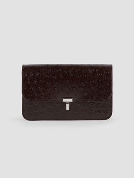 Toteme Toteme Women's T-Lock Ostrich-Embossed Crossbody Bag