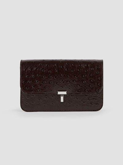 Toteme Toteme Women's T-Lock Ostrich-Embossed Crossbody Bag