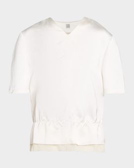 Toteme V-Neck Satin Pullover
