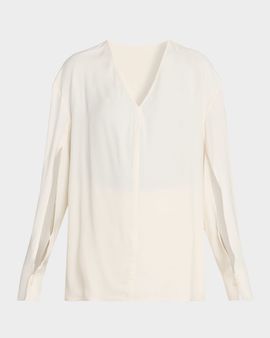 Toteme V-Neck Slit-Sleeve Blouse
