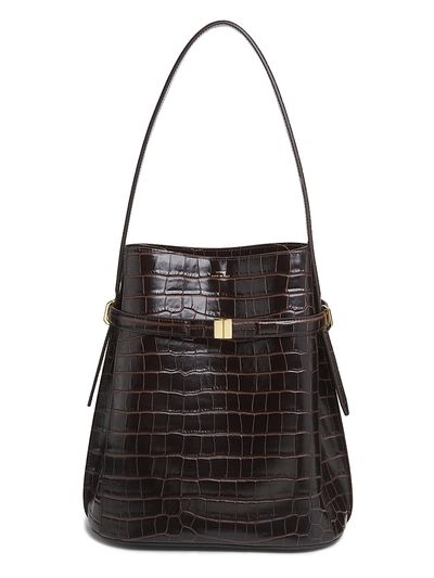 Toteme Women's Belted Crocodile-Embossed Leather Bucket Bag