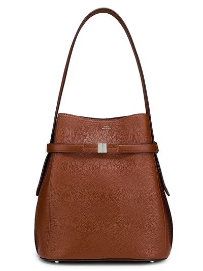 Toteme Women's Belted Grained-Leather Bucket Bag