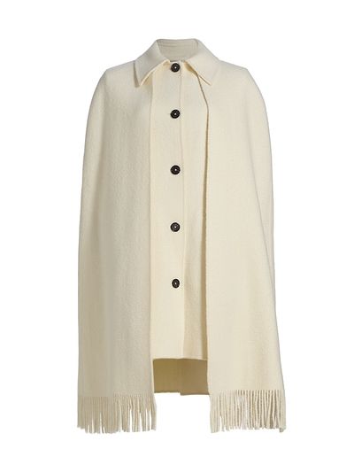 Toteme Women's Fringe Bouclé Wool Cape Coat