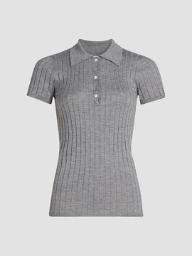 Toteme Women's Ribbed Cashmere Silk Polo Shirt