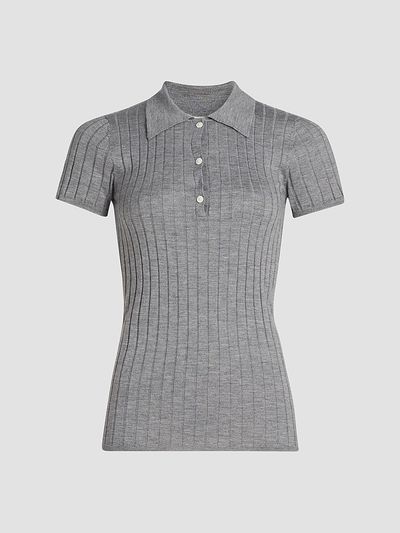 Toteme Women's Ribbed Cashmere Silk Polo Shirt