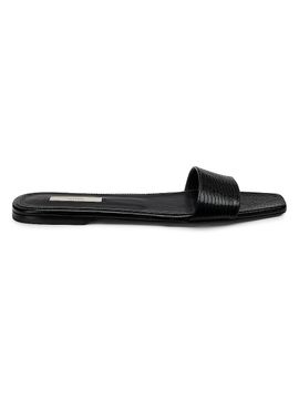 Toteme Women's Slim Lizard-Embossed Leather Flat Sandals