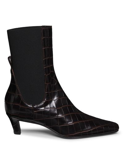 Toteme Women's The Mid-Heel 50MM Crocodile-Embossed Leather Ankle Boots