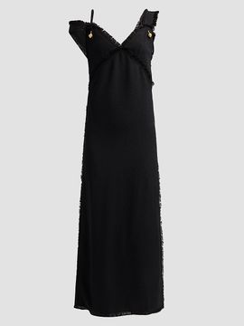 Toteme Women's V-Neck Raw-Edge Midi Slipdress
