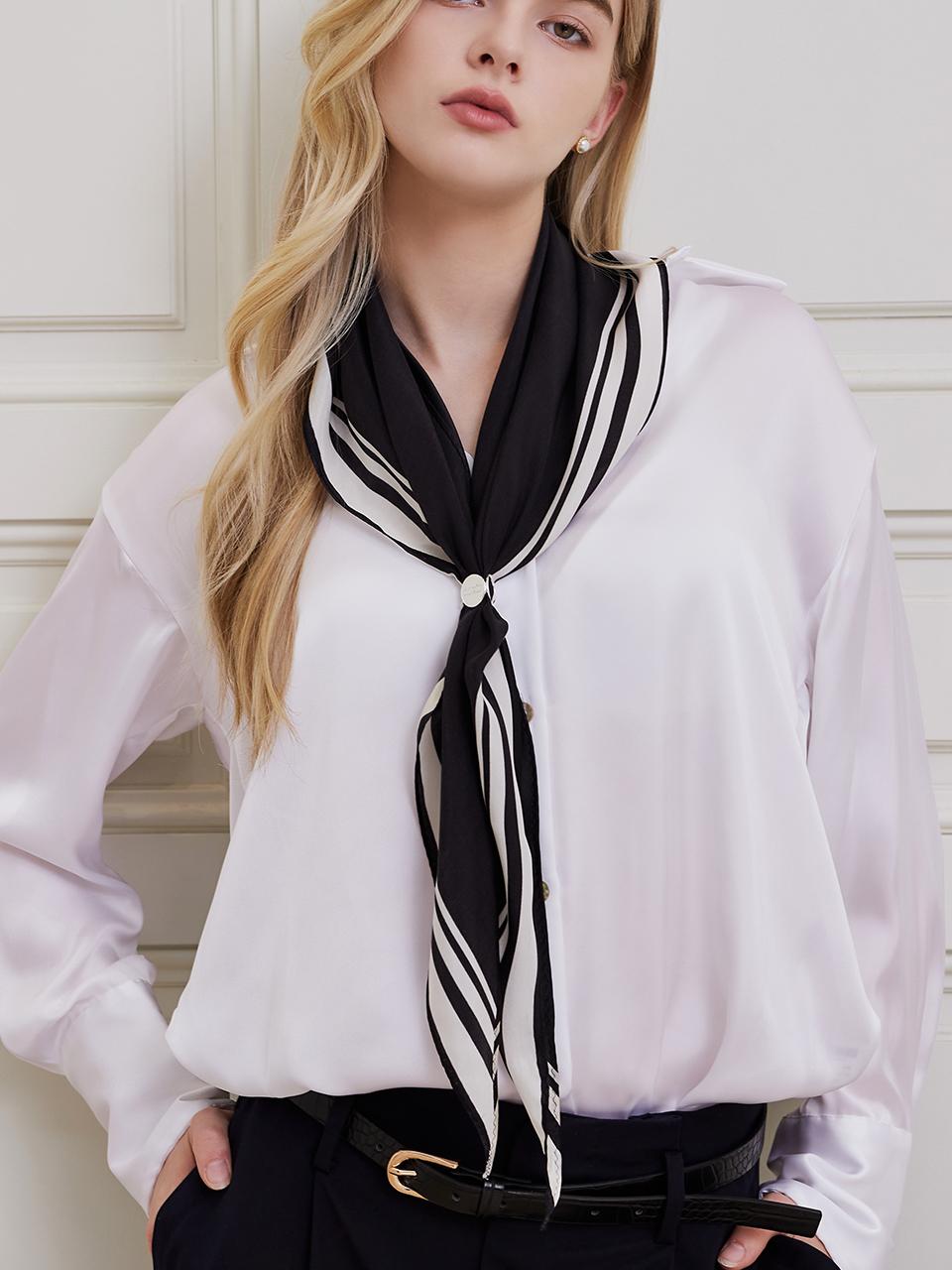 TOU [Set] NC038 Solid Triangle Chiffon Silk Scarf & Sc