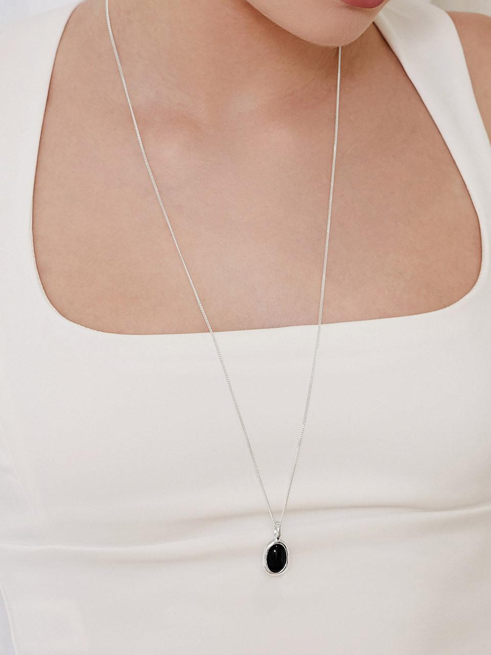 TOU [Silver925] NC013 Double - sided Onyx Necklace