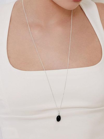 TOU [Silver925] NC013 Double - sided Onyx Necklace