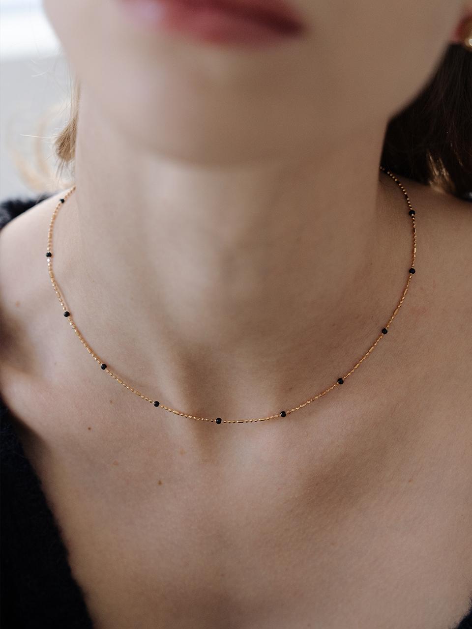 TOU [silver925] TB004 black ball chain necklace