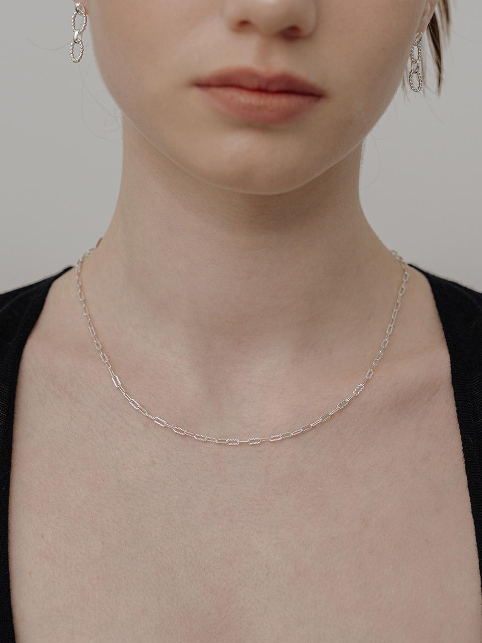 TOU [Silver925] WE009 Textured Link Chain Necklace