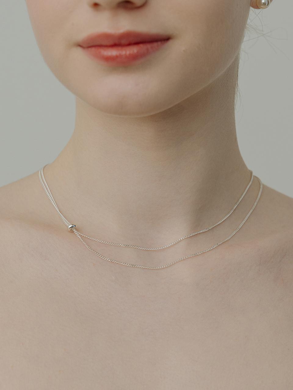 TOU [Silver925] WE010 Silver Ball Layered Necklace