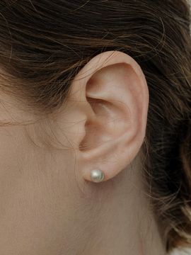 TOU [Silver925] WE025 Silver Matte Ball Earring
