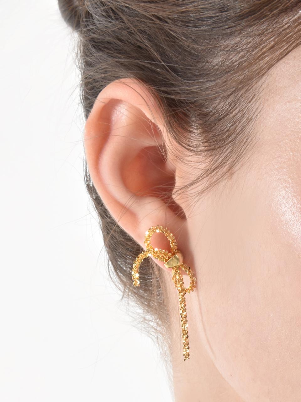 TOU TP012 [Silver925] Cotton chain ribbon earrings