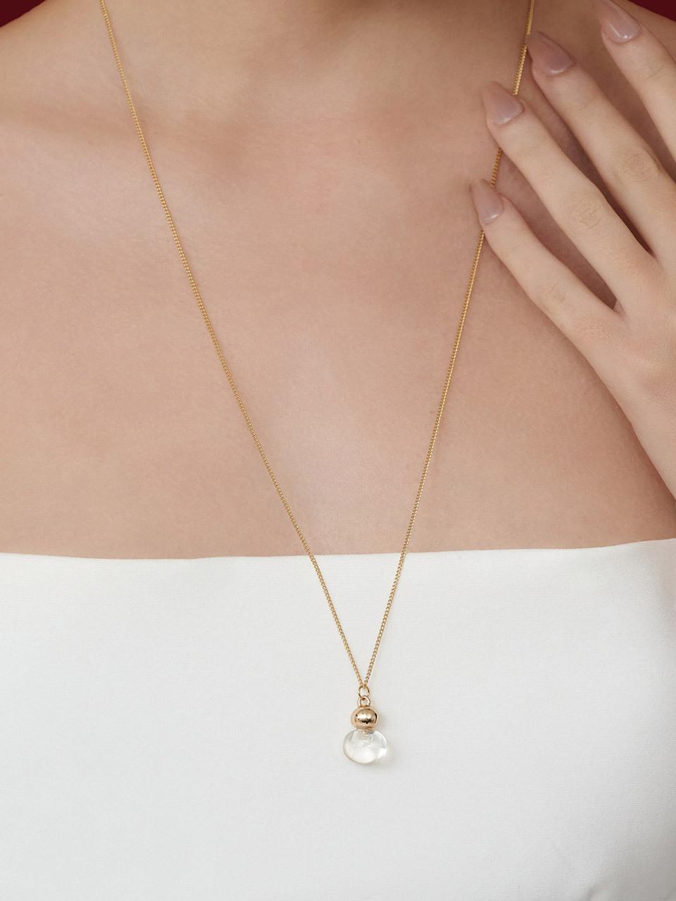 TOU WFN006 Ornament Clear Oval Necklace