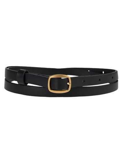TOUVED Classic Slim Leather Belt [Black]